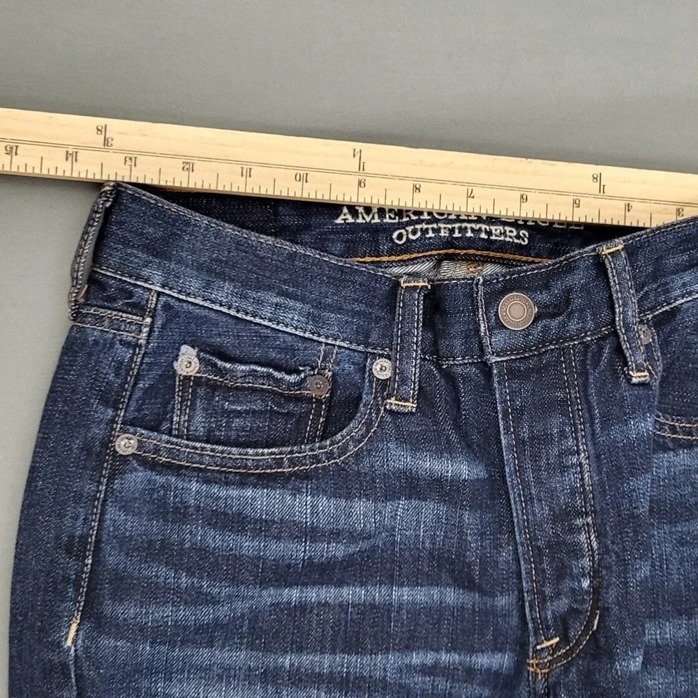 American Eagle Vintage Hi-Rise Button Fly Straight Leg Jeans Dark Wash Womens 4‎